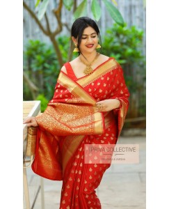 Red pure silk saree